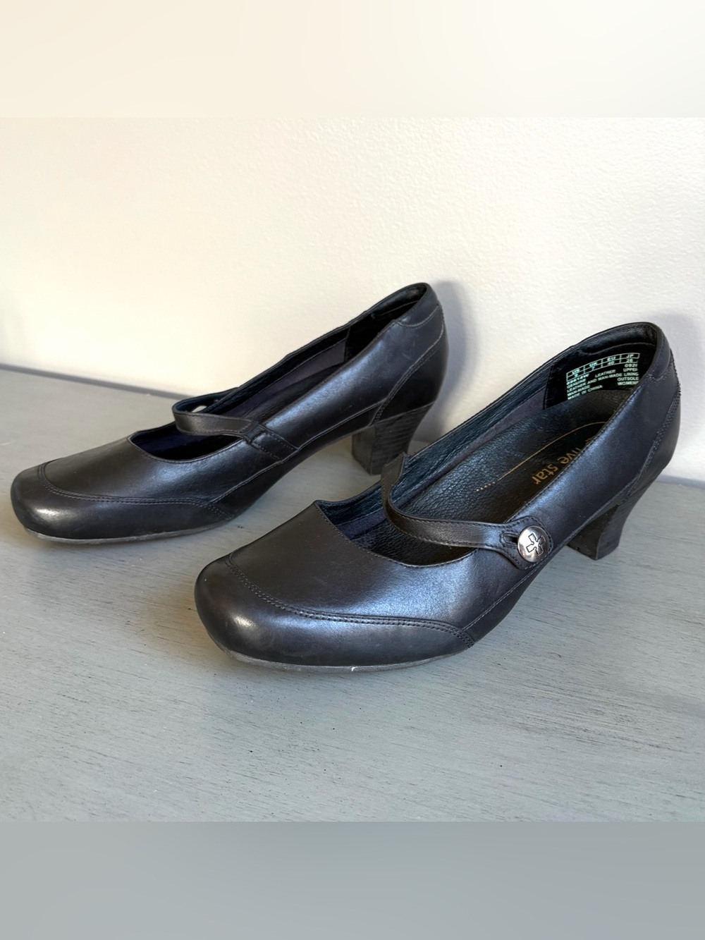 Pro Five Star Black Leather Mary Jane Heels Pumps Women 9 Classic Professional